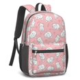 thumbnail image 2 of White Cat and Heart Pink Pattern 17" Waterproof Oxford School Backpacks for Teens, S-Shape Padded Straps, for School, Travel, Hiking, Camping, 2 of 5