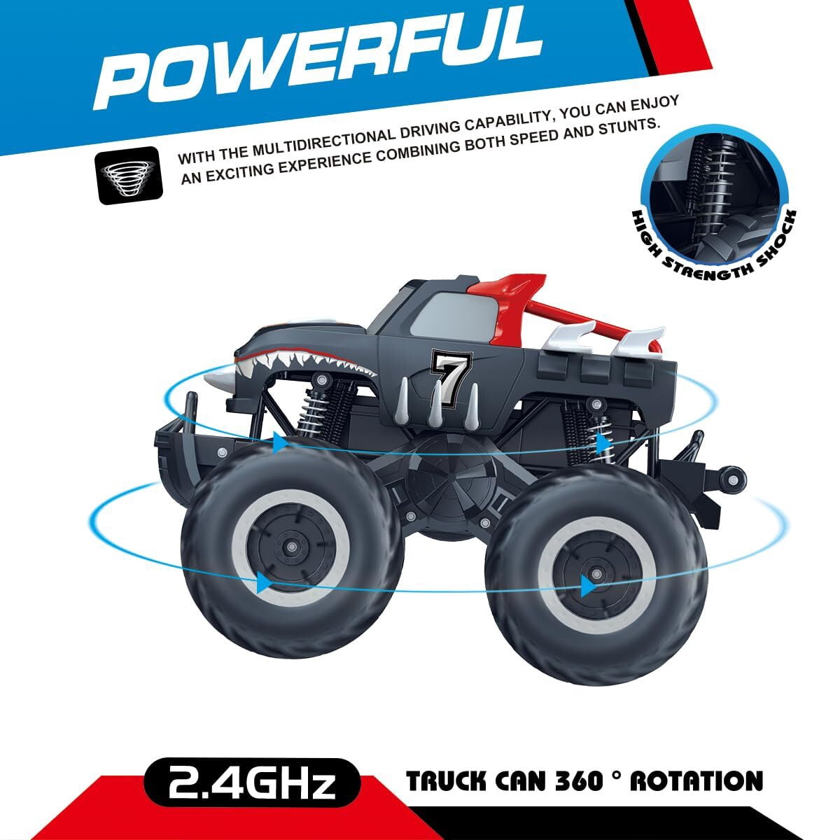 JBeeCtrl Remote Control Car Toys for Boys 1:16 2.4 GHz All Terrain Off-Road RC Truck Waterproof RC Monster Truck Christmas Birthday Gifts for Boys Girls Child Kids Ages 6+（Red）