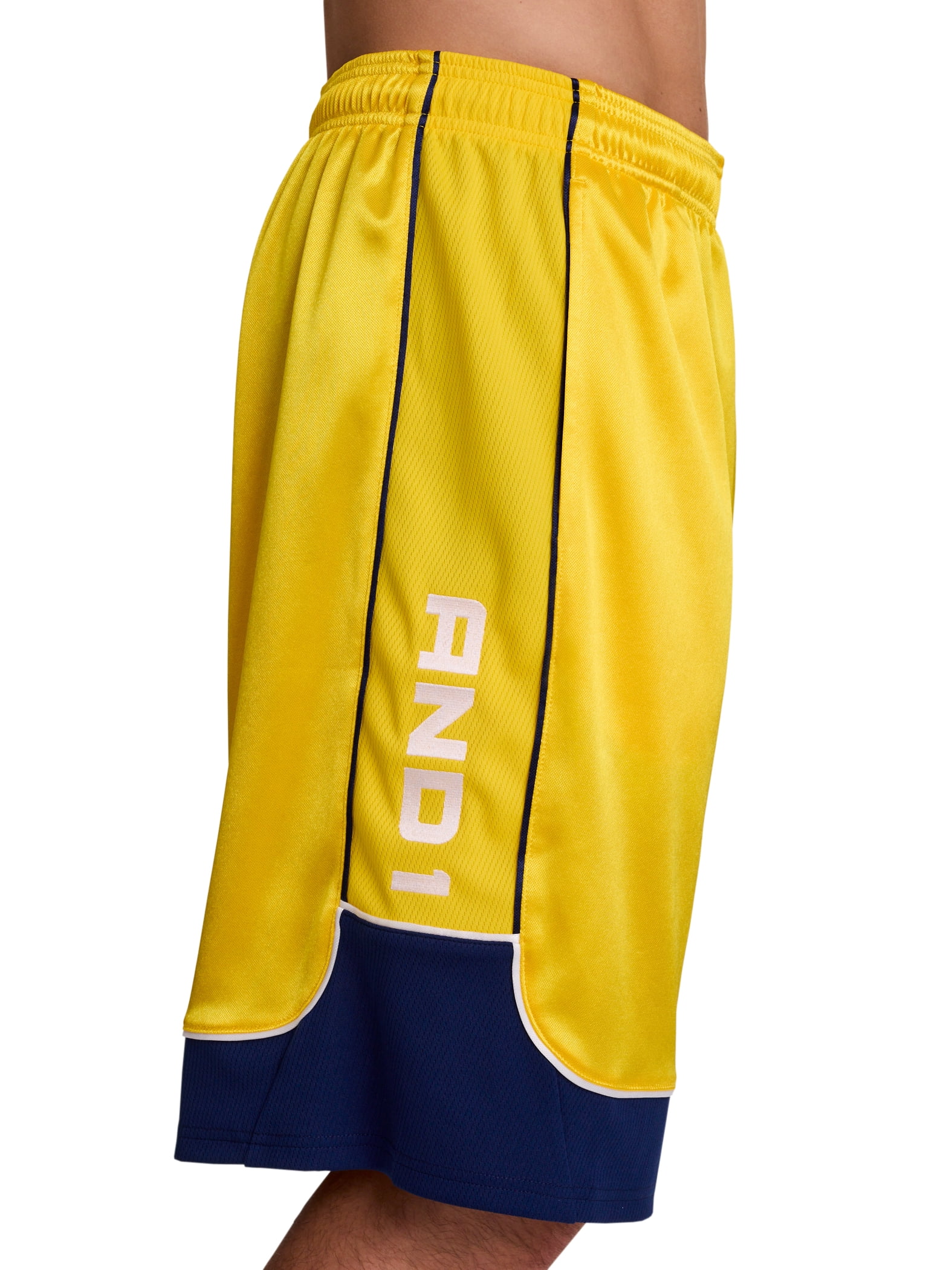 AND1 Men's and Big Men's All Court Colorblock Short, 11" inseam, up to Size 5XL