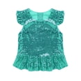 thumbnail image 3 of Moggemol Kids Girls Sparkly Sequins Dance Top Glittery Mermaid Tank Top Dancewear Shirts Stage Lake Green 6, 3 of 5