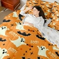 thumbnail image 4 of Manfei Gothic Halloween Bed in a Bag Twin size, Spooky Ghost Bed Set, Bat Print Reversible Bedding Twin Size, Ultra Soft Bedroom Decoration, 7 Pieces, 4 of 6