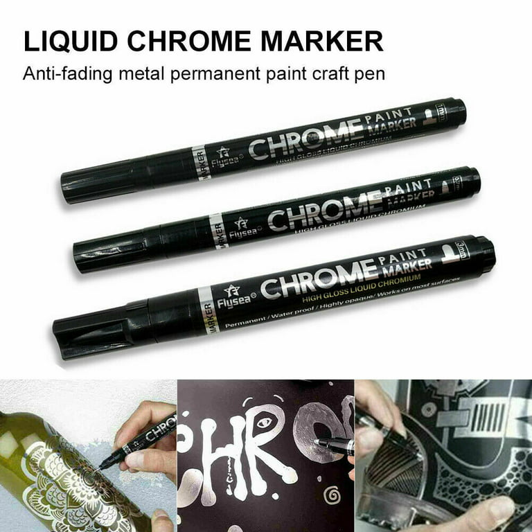3pcs Silver Mirror Marker Pens Set Liquid Chrome Paint Markers Pen