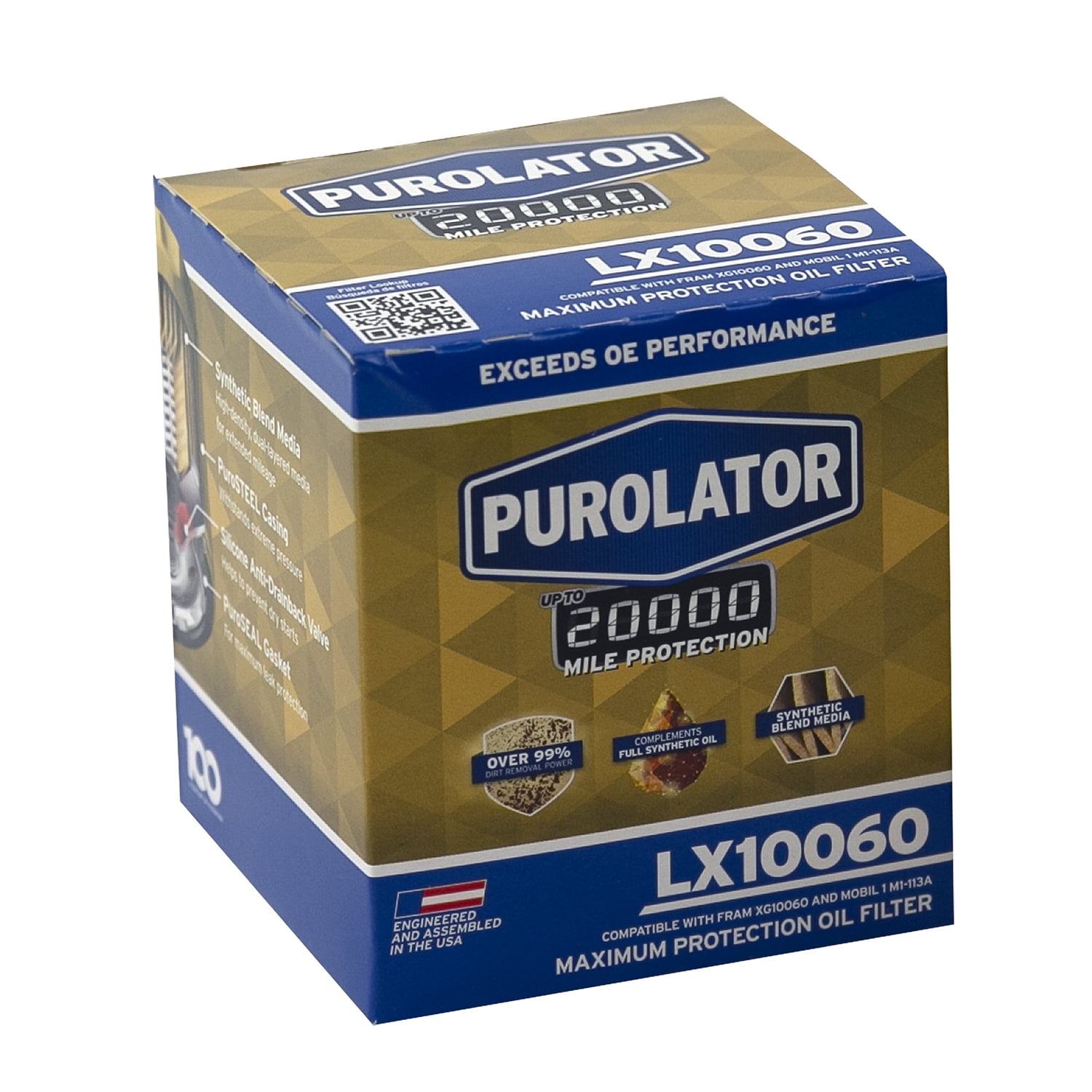 Purolator LX10060 Purolator 20K Oil Filter with 20,000 Mile Protection for Select Jeep, RAM, Volkswagen, and more