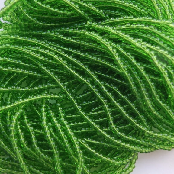 Seed Beads Green Transparent See-Thru 10/0 Czech Glass Full Hank Pack
