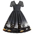 thumbnail image 3 of Halloween Decor: Women's Fashion Casual Hem Dress with Short-sleeved Round Neck Print, 3 of 5