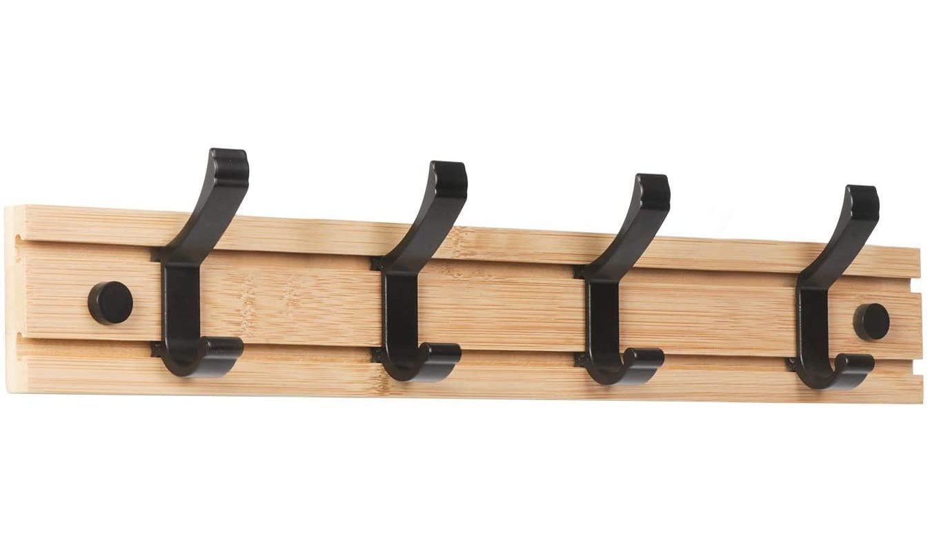 GlazieVault Wooden Coat Hooks for Wall - Bamboo Rack(2 Pack