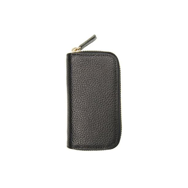 Funda de cuero para llaves Qarigey Tarjetero Monedero con cremallera Negro