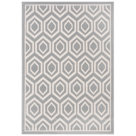 Safavieh Courtyard Amelia Geometric Indoor/Outdoor Area Rug, Anthracite/Beige, 4' x 5'7"