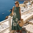 thumbnail image 3 of Xoenoiee Daisy Flower Print Women's Maxi Dresses with Pockets 2026 Summer Spring, Casual Boho Beach Long Sundress, Cotton Linen Sleeveless Tank Dress Vacation Outfits, Size 3XL, 3 of 7