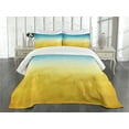 thumbnail image 3 of Ambesonne Yellow and Blue Quilted Bedspread Set 3 Pcs, Dreamy Beach, Queen Size, Sky Blue Yellow, 3 of 5