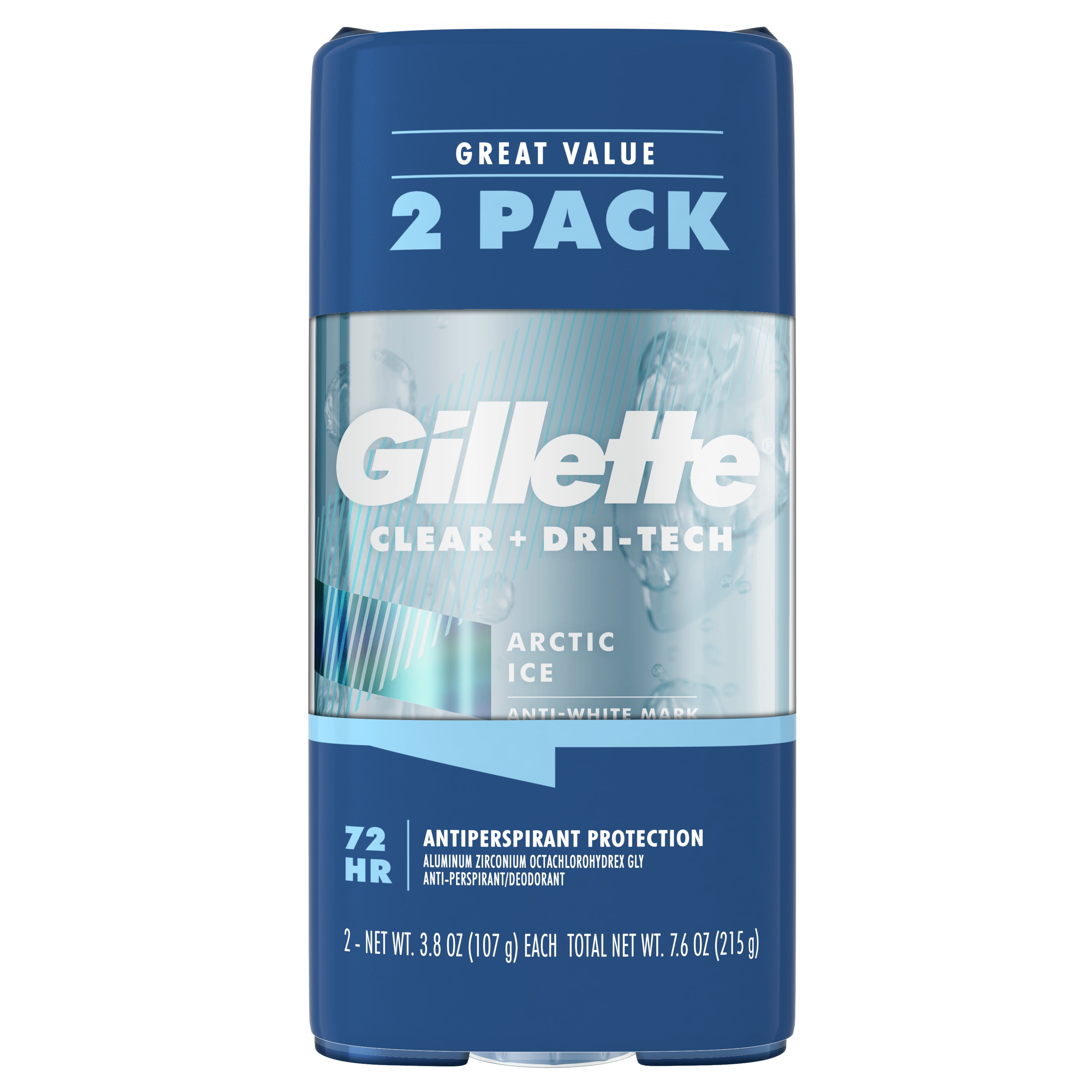 Gillette Antiperspirant Deodorant for Men, Clear Gel, Arctic Ice, 3.8 oz, Twin Pack