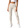 thumbnail image 2 of Gealkoca Yoga Ribbed Leggings for Women High Waisted Tummy Control Butt Lifting Workout Gym Athletic Pants Women's Casual Straight Leggings Pants, 2 of 7