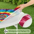 thumbnail image 5 of Colorful Rainbow Tie Dye Spiral Pattern Round Fitted Tablecloth with Elastic Edge,Dining Table Cover Waterproof,Outdoor Round Tablecloth for Camping,Dining,Indoor and Outdoor, 5 of 7