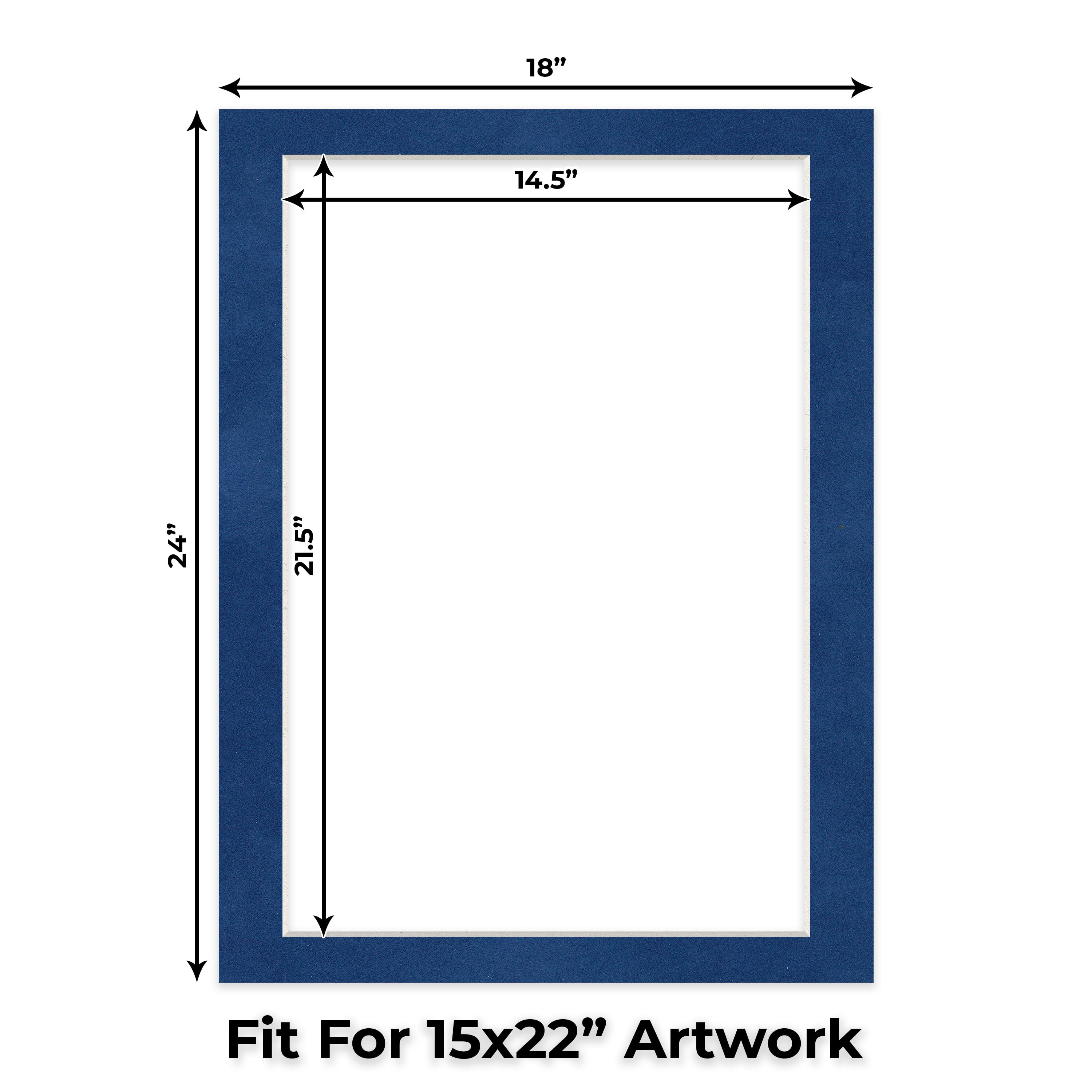 Brooke Blue Suede Picture Frame Mat for 18x24 Frames - Fits 15x22 Photos - 25 Mats
