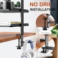 thumbnail image 3 of 3 Tier Clamp On Desk Shelf - Over Or Under Table Clamp,with Adjustable Metal Storage Tray Headphone Stand with No Drill Installation, for Home Office, Gaming Devices,Storage Tray,and More, 3 of 7