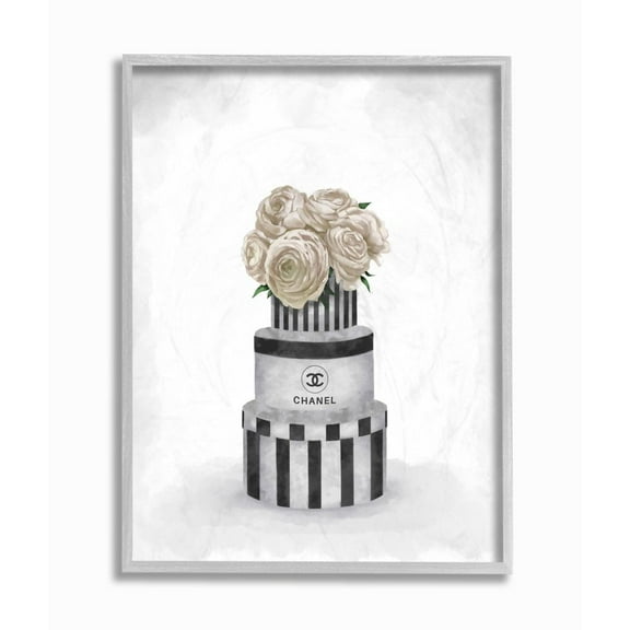 Stupell Industries Fashion Flower Box Stack Neutral Gray Painting Framed Wall Art by Ziwei Li