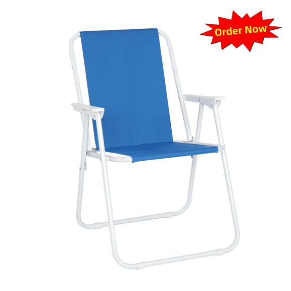 Tcbosik Outdoor Camping Chair with Metal Frame, Lightweight & Portable Beach Chair, Folding Lawn Chair, 220 lbs Capacity, Blue