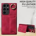 thumbnail image 5 of SaniMore for Samsung Galaxy S23 Ultra (6.8" 2023) Case, PU Leather Skin Shockproof Bumper Flip Purse RFID Blocking Metal Ring Stand Shell, Card Holder Cash Pocket Anti-drop Cover, Red, 5 of 17
