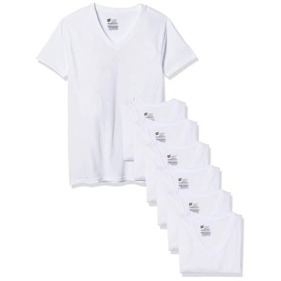 Hanes mens TAGLESS ComfortSoft V-Neck Undershirt 7-Pack (777VG7) (XX-Large, White)