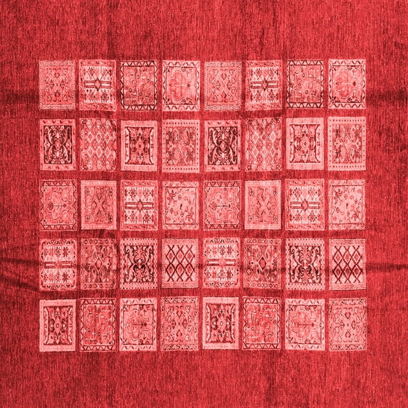 Ahgly Company Indoor Square Abstract Red Modern Area Rugs, 6' Square