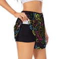 thumbnail image 3 of Lsque Color Summer Printed Women's Running Shorts with Liner Pockets,Elastic Quick Dry Workout Athletic Gym Yoga Shorts,Womens High Waist Shorts-Medium, 3 of 9