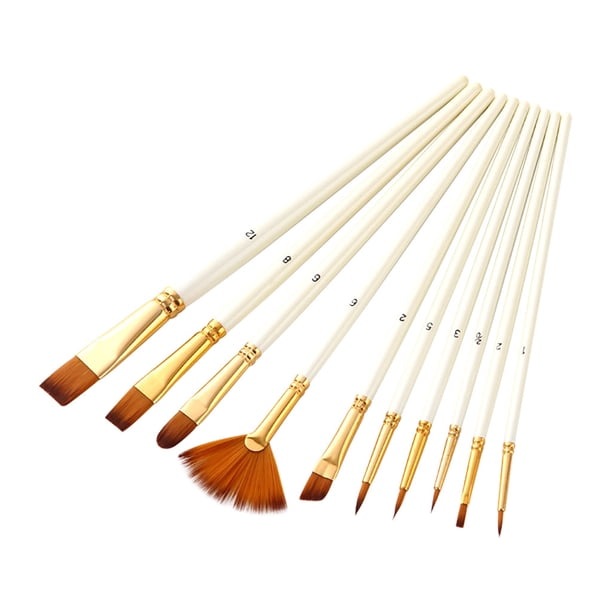 Juego de 10 pinceles para pintar, para acrílico, acuarela, óleo, tarjeta de asiento