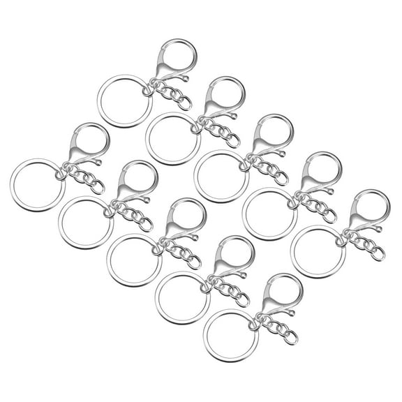 Uxcell 63mm Lobster Claw Clasps with Key Rings & Chain for Keys Organization, DIY Crafting, Silver Tone 16Pcs