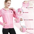 thumbnail image 3 of Voofly Sun Protection Jacket Women with Thumb Hole Lightweight Breathable Casual Women Zip Up Hoodie Women Hot Pink, Workout Sunproof Clothing For Women Long Sleeve L, 3 of 5