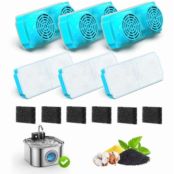 Cat Water Fountain Filter for 108oz/3.2L Wireless Cat Fountain Replacement Filters for StainlessSteel Pet Fountain 12Pcs
