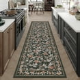 thumbnail image 2 of BERTHMEER 2'x8' Runner Rugs for Hallway Entryway Bathroom Bedroom Kitchen Non Skid Washable Blackish Green Floral Vintage Oriental Traditional Flower Accent Runner Rugs, Multicolor, 2 of 7