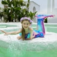 thumbnail image 3 of 【Uhome】Girls Mermaid Bathing Suit 3PCS Cute Ruffle Bikini Swimsuits with Fish Tail Kids Beach Costume Set 3-12Y, 3 of 8