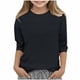 thumbnail image 2 of Blusa de poliéster para mujer, cuello redondo, manga 3/4, color liso, a la moda para niños, 2 of 5
