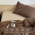 thumbnail image 4 of JOLUSERE Brown Striped Duvet Cover Queen Set,3-Piece Stripes Pattern Breathable Microfibre Comforter Cover, 4 of 8