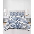 thumbnail image 3 of Navy Blue Coral Coastal Twin XL Size Down Alternative Comforter,Lightweight Comforter Quilt Bedding Set with Pillow Shams Summer Beach Starfish Nautical All Seasons Bed Comforter Duvet Insert 68"x98", 3 of 7