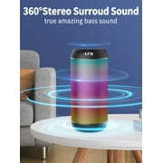 Bluetooth Speaker with Lights,15W Portable Speaker with HD Sound for Home/Party/Outdoor/Beach,Birthday Gift (Black)