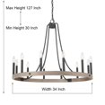 thumbnail image 5 of ACROMA  12-light Farmhouse Modern Wagon Wheel Chandelier Candle Dining Room Lighting - 34'' Driftwood Distressed, Satin, Matte Painted, 5 of 5