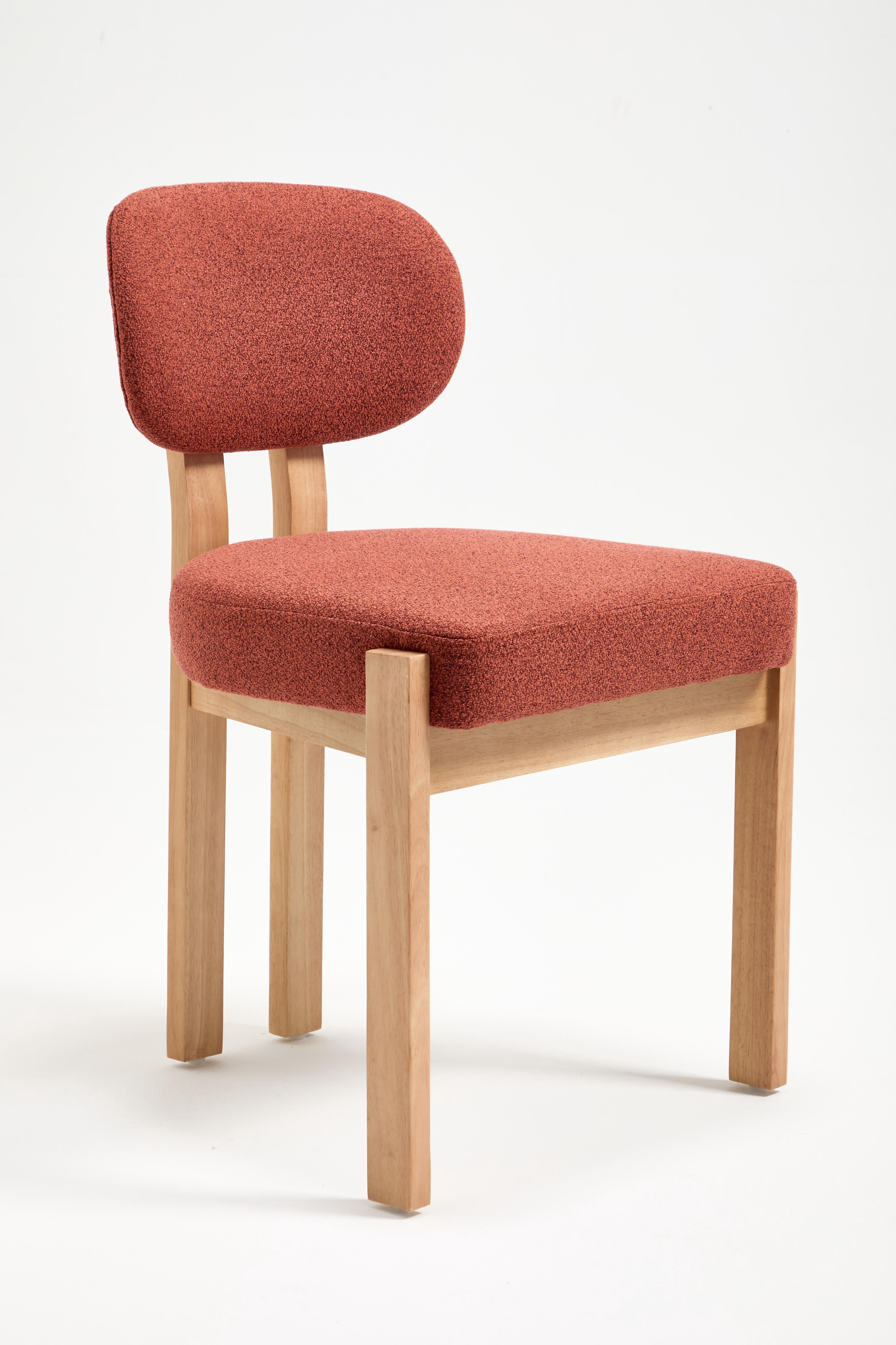 PORKISS Upholstered Dining Chairs Set of 2, Mid-Century Kitchen Chairs with Solid Wood Legs and Cushioned Wingback for Kitchen, Dark Orange