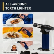 Refillable Butane Torch - The Beast Hand Held Blow Torch for Cooking, BBQ, Creme Brulee, Soldering, Welding, Resin Art - Adjustable Flame with Ignition Lock - Black Blue by inZaynity