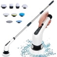 thumbnail image 1 of Brosse de nettoyage électrique sans fil, brosse de nettoyage sans fil avec 7 têtes de brosse remplaçables, avec poignée réglable (blanc), 1 of 5
