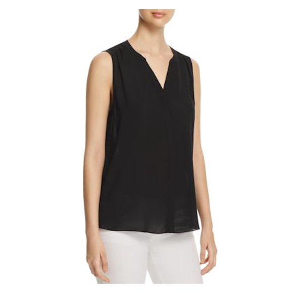 NYDJ Women's Sleeveless Pintuck Blouse, Black, Small