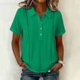 thumbnail image 2 of GUACER Women's Embroidered Polo Shirt, Short Sleeve Linen-Blend Collared Top Pintuck Casual Golf & Work Blouse, 2 of 8