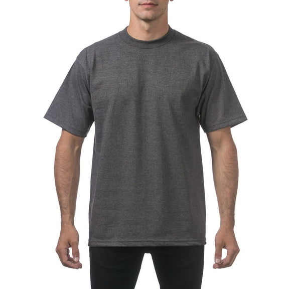 Pro Club Men's Heavyweight Cotton Short Sleeve Crew Neck T-Shirt, Charcoal, 3X-Large