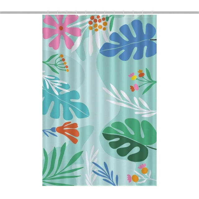 Tropical Shower Curtain For Bathroom Shower Curtain Botanical Repeating Pattern Decorative Bath Curtain 47 X 71 Inch E Color Drops for Bathtub Fringe Shower Curtain Shower Curtain Short Width Heavy