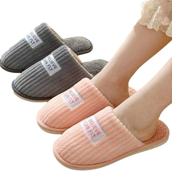 Esaierr Womens Mens Soft House Slippers, Winter Fuzzy Warm Indoor Sock Shoes, Couple Non-slip Plush Cotton Slippers, Size 5-8.5