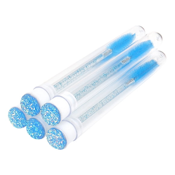Juego de 5 cepillos de pestañas Minnieouse con tubo a prueba de polvo Azul Claro