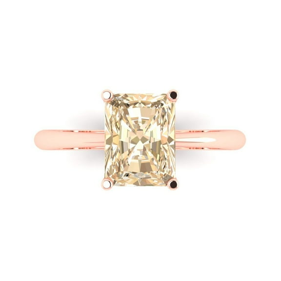 Clara Pucci 14K Rose Gold 2.5ct Morganite Solitaire Ring for Women
