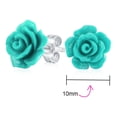 thumbnail image 4 of Bling Jewelry Womens Romantic 3D Carved Flower Blue Green Turquoise Rose Stud Earrings Lightweight 10MM, 4 of 6
