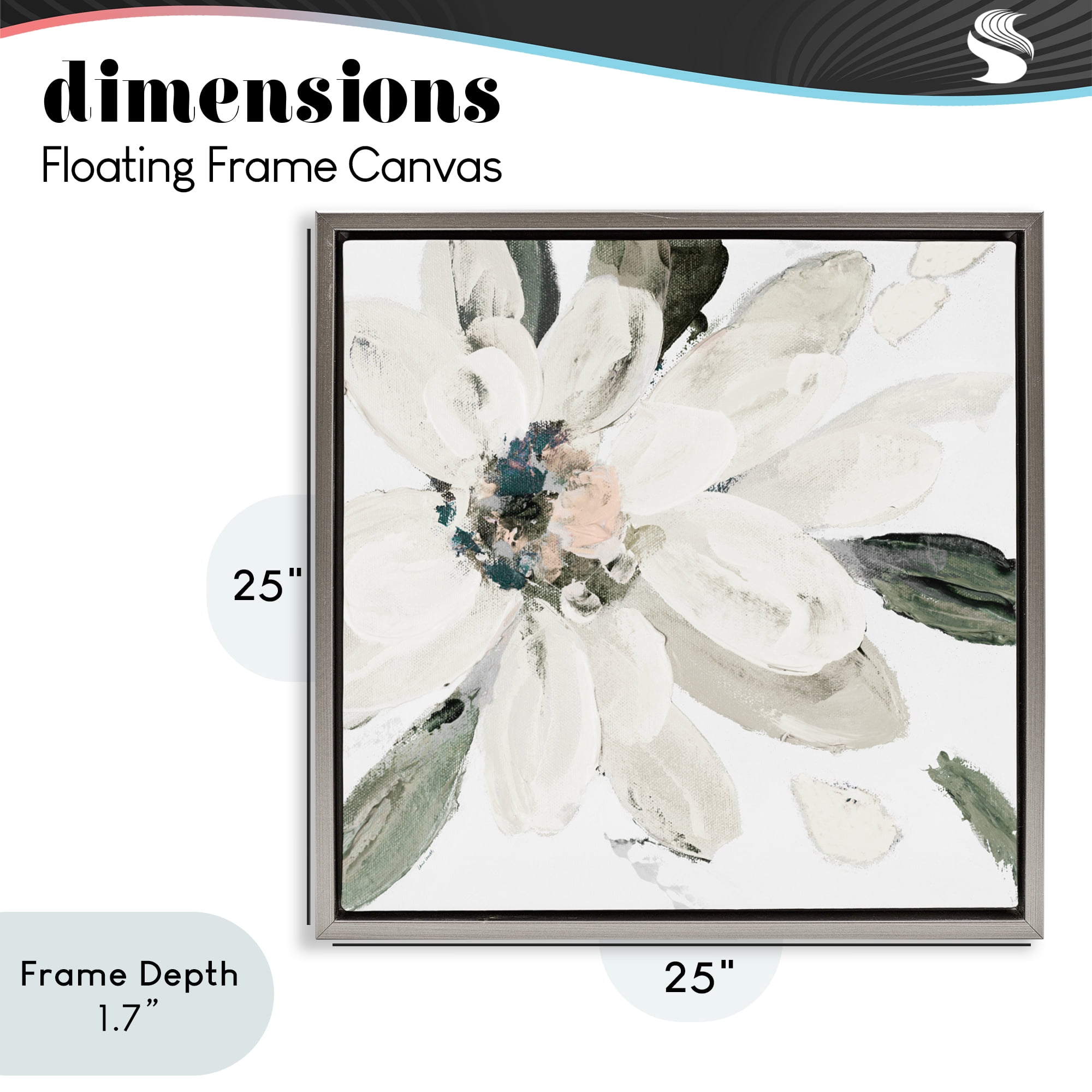 Stupell Industries Naturally Blooming White Flower Gray Framed Floater Canvas Wall Art, design by Lanie Loreth