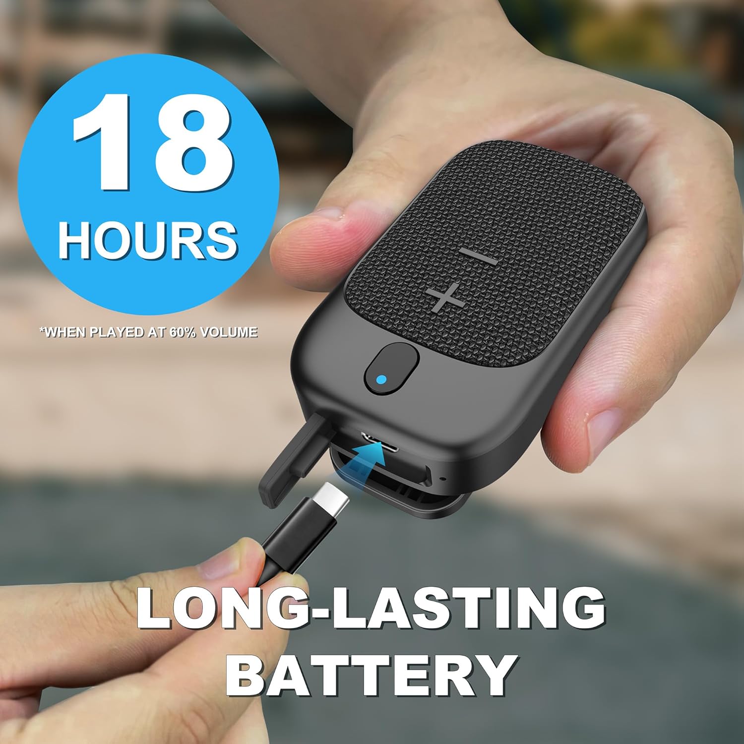 Wearable Bluetooth Speaker, Clip-On Wireless Portable Speaker Built-in Mics for Hands-Free Music and Calls, Waterproof Outdoor Mini Speakers for Working, Hiking, Running, 18H Playtime