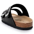 thumbnail image 6 of Litfun Women's Cork Footbed Slide Sandals Summer Leather Flat Sandals with Adjustable Buckles, Black, 6 of 8